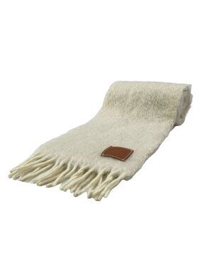 Loewe Scarf White Light Brown Wool
